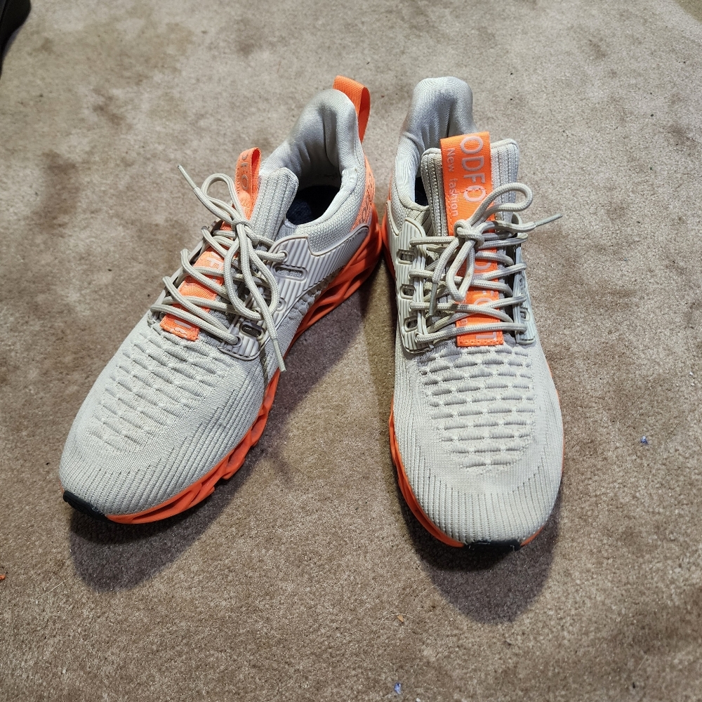 Stylish Gray and Orange Women's Sneakers